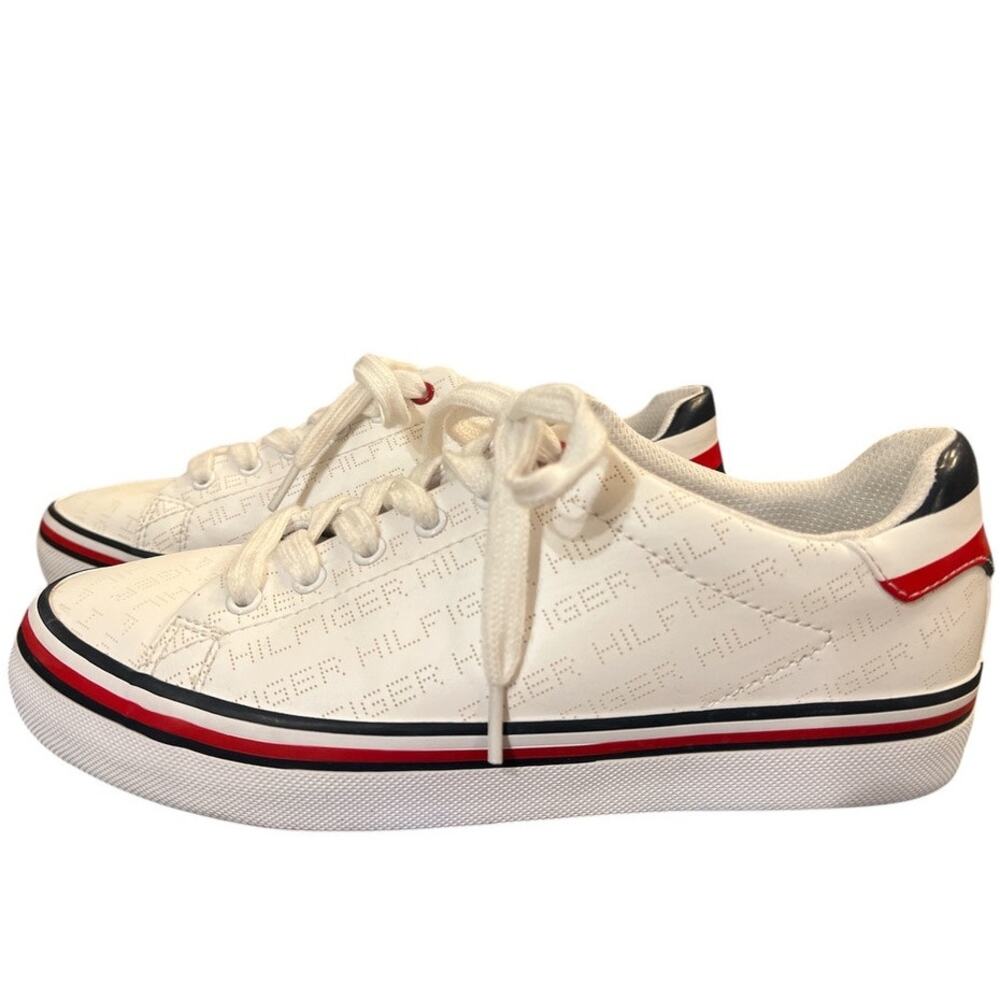 Tommy Hilfiger Falcor Sneakers Trainers Laser Dot Logo Size 8.5 White Red Blue - Picture 4 of 8